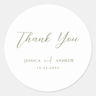 Sticker Rond Sage minimaliste vert & blanc Mariage simple