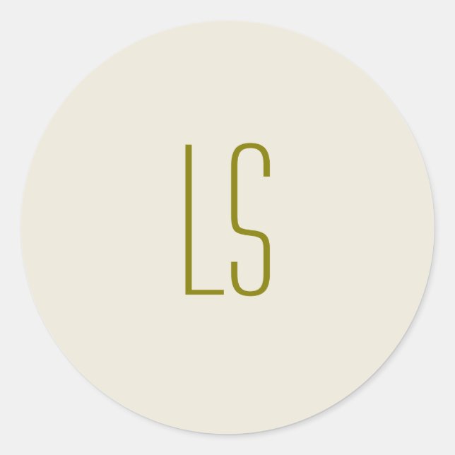 Sticker Rond Sage vert monogramme initial simple (Devant)