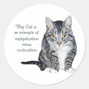 Sticker Rond Sagesse Féline - Sophistication moins Civilisation