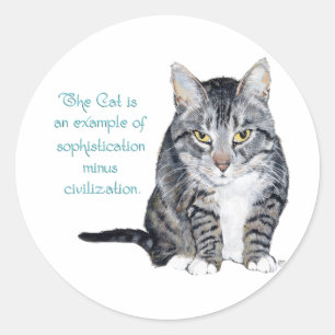 Sticker Rond Sagesse Féline - Sophistication moins Civilisation