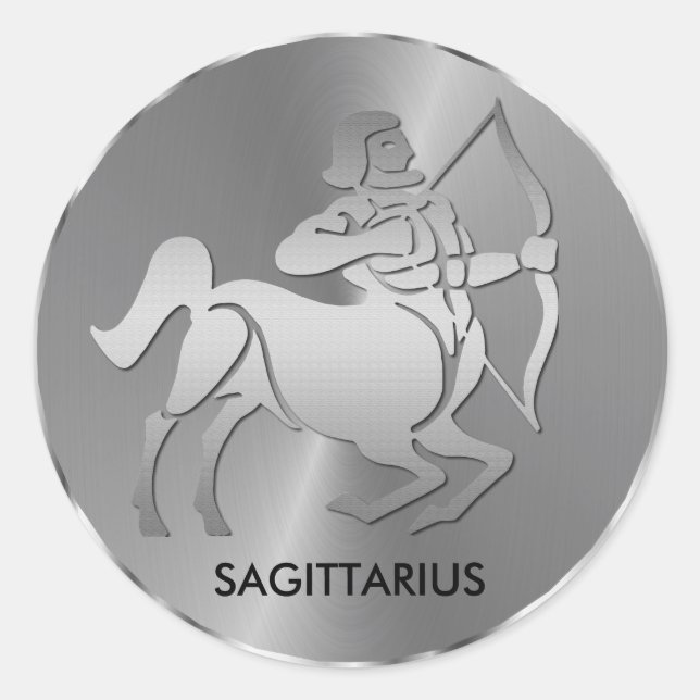 Sticker Rond Sagittaire d'argent l'Archer - Signe zodiaque (Devant)