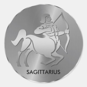 Sticker Rond Sagittarius d'argent l'Archer - Signe zodiaque