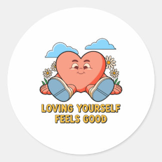 Sticker Rond S'aimer se sent bien Design de soins personnels