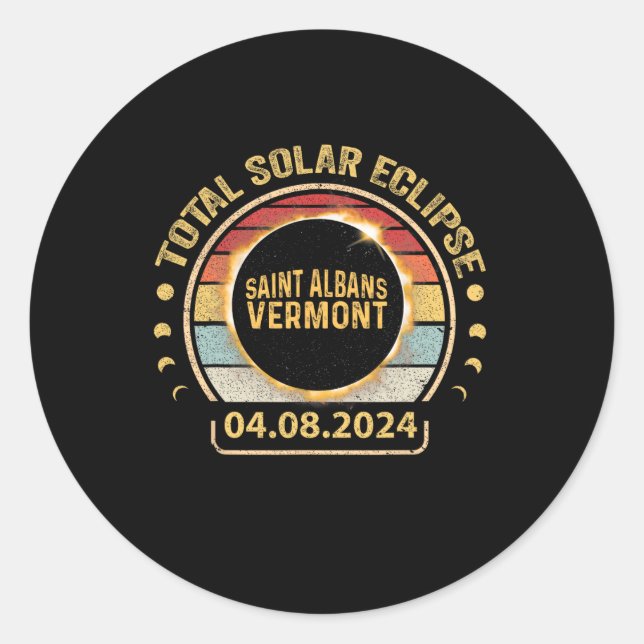Sticker Rond Saint Albans Total Solar Eclipse 2024 Avril 04.08. (Devant)