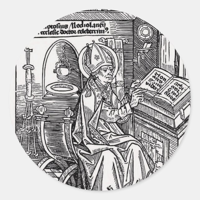 Sticker Rond Saint Ambrose de Milan (Devant)
