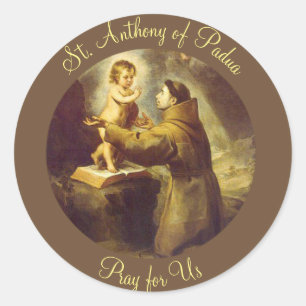 Sticker Rond Saint Antoine de Padoue Baby Jesus