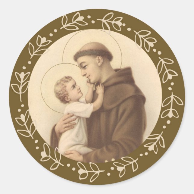 Sticker Rond Saint Antoine de Padoue Baby Jesus (Devant)