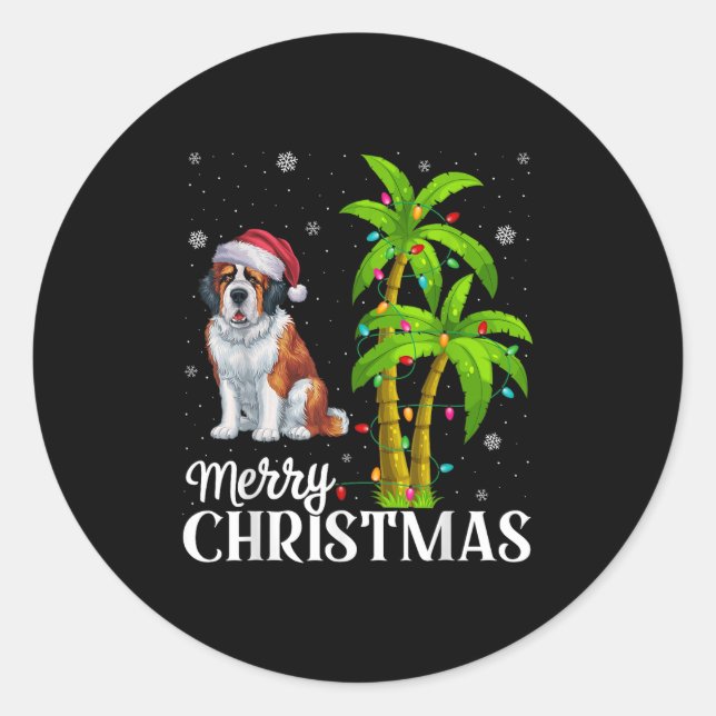 Sticker Rond Saint Bernard Amoureux de les chiens Hommes Femmes (Devant)