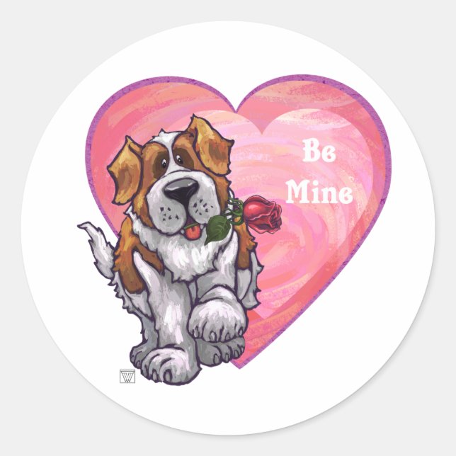 Sticker Rond Saint-Bernard Valentin (Devant)