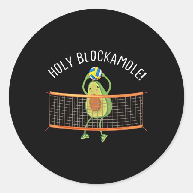 Sticker Rond Saint Blockamole Volleyball mignon Amusant (Devant)