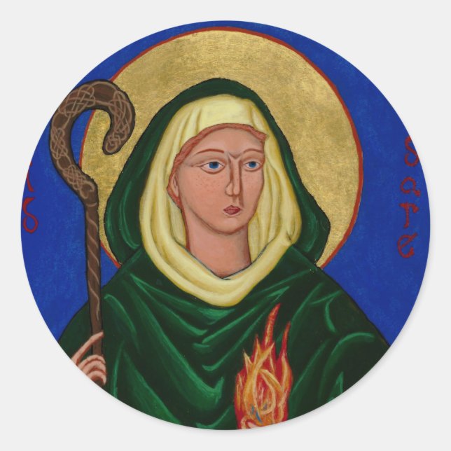 Sticker Rond Saint Brigid avec le feu Saint (Devant)