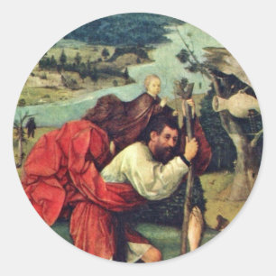 Sticker Rond Saint Christopher. Par Hieronymus Bosch (meilleur