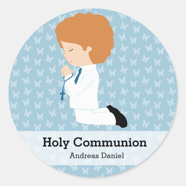 Sticker Rond Saint-Communion garçon * Choisissez votre couleur  (Devant)