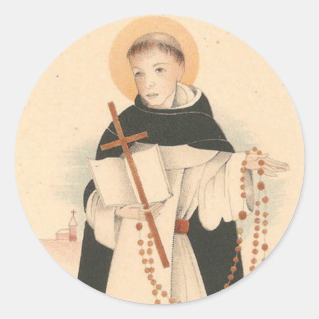 Sticker Rond Saint Dominique avec le Rosaire (Devant)