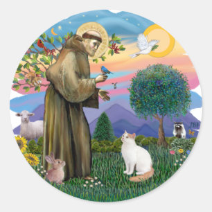 Sticker Rond Saint François - chat Van turc