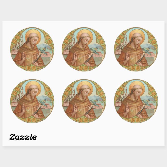 Sticker Rond Saint François d'Assise (BK 002) (Feuille)