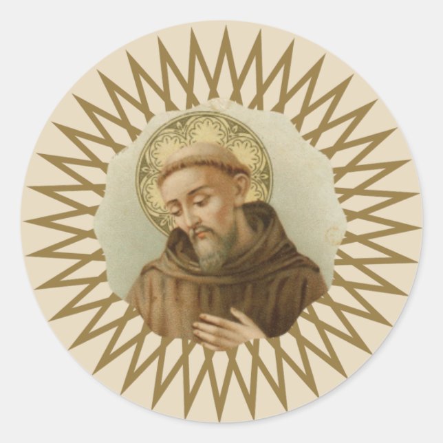 Sticker Rond Saint François d'Assise Patron Saint des Animaux (Devant)