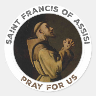 Sticker Rond Saint François d'Assise Priez pour nous