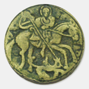 STICKER ROND SAINT GEORGE ET DRAGON MEDALLION