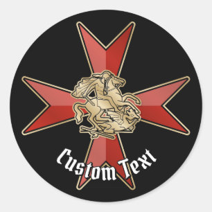 Sticker Rond Saint George sur croix de Malte