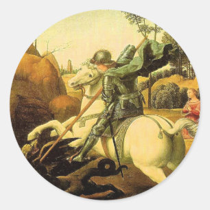 Sticker Rond "Saint-Georges et le Dragon" de Raphaël (vers 1505