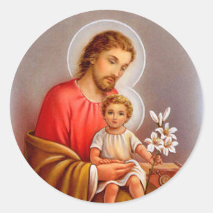 Sticker Rond "Saint Joseph fête" "petits saints du printemps"