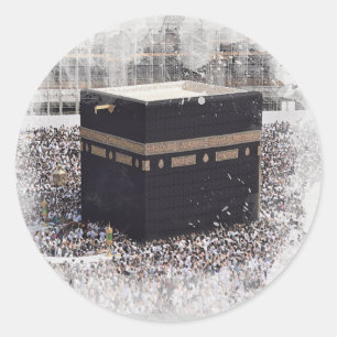 Sticker Rond Saint Kaaba, Masjid Al Haram, aquarelle illustrée