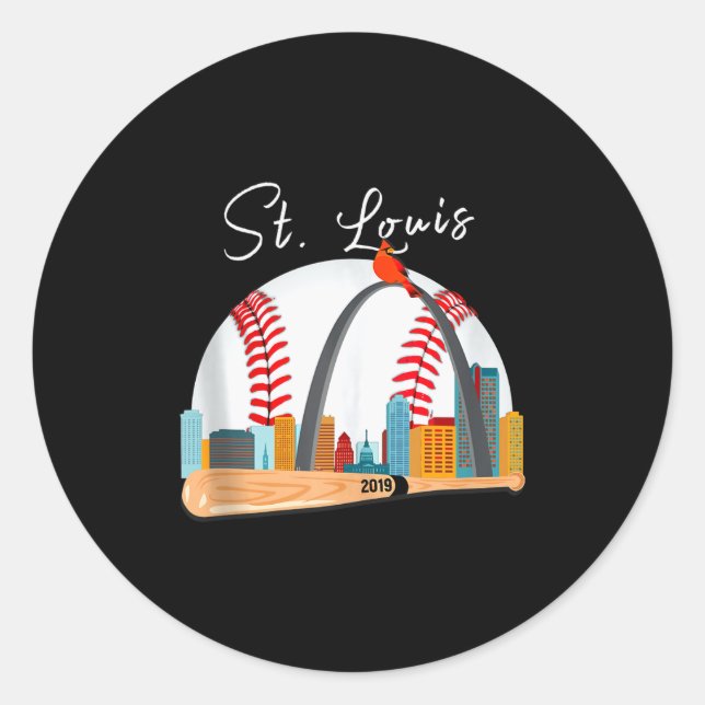 Sticker Rond Saint Louis Red Cardinal New Skyline Ball Design T (Devant)