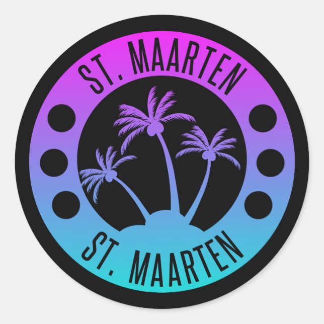 Sticker Rond Saint-Martin Blue Gradient Sint Martin (Devant)