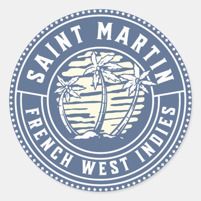Sticker Rond Saint Martin Français Caraïbes Vacances Souvenir (Devant)