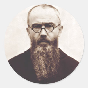 Sticker Rond Saint Maximilien Kolbe prêtre catholique polonais