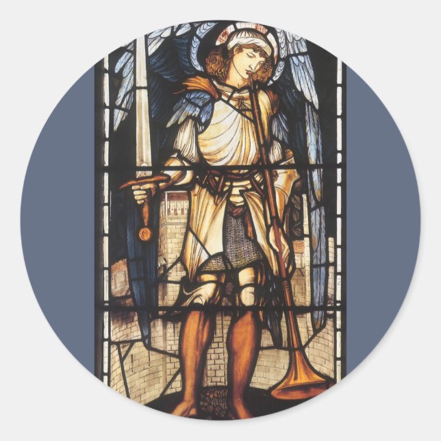 Sticker Rond Saint Michael par Sir Edward Coley Burne-Jones (Devant)