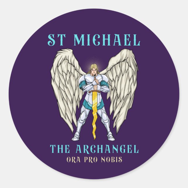 Sticker Rond Saint Michel de l'Archange catholique romain (Devant)