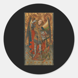 Sticker Rond Saint Michel l'Archange vainquant Satan Christ