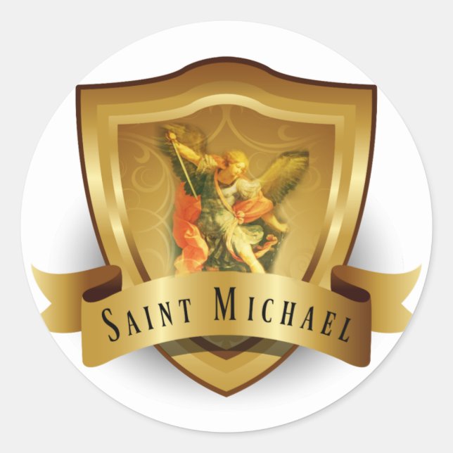 Sticker Rond Saint Michel le diable de l'épée Archange (Devant)