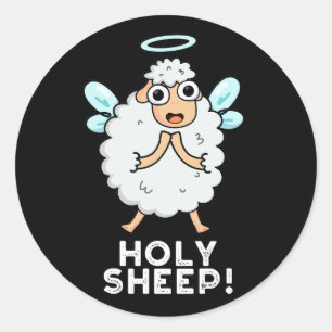 Sticker Rond Saint-mouton drôle Animal Pun Dark BG