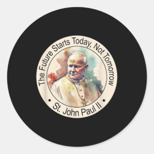 Sticker Rond Saint Pape Jean-Paul Ii Fameux Saints Catholiques