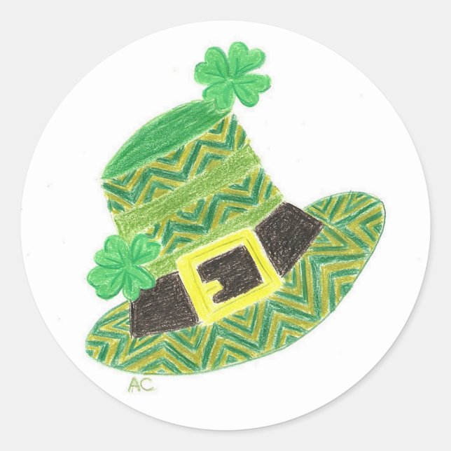 Sticker Rond Saint-Patrick chevron vert chevron leprechaun casq (Devant)