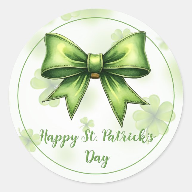 Sticker Rond Saint Patrick Élégant Personnalisable (Devant)