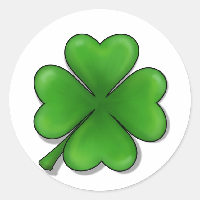 Sticker Rond Saint-Patrick, Four Leaf Clover (Devant)