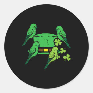 Sticker Rond Saint Patrick Jour Oiseaux Casquettes Saint Paddys