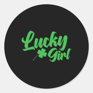 Sticker Rond Saint Patrick`s Day Lucky Girl