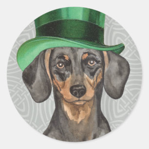 Sticker Rond Saint Patrick's Day Dachshund
