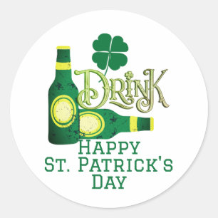 Sticker Rond Saint Patrick's Day Irlandais Shamrock de la chanc