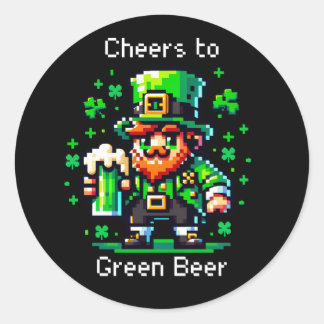 Sticker Rond Saint Patrick's Day Leprechaun | Bravo à la bière 