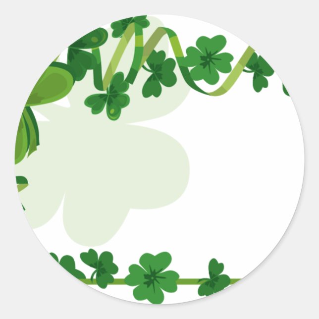 Sticker Rond Saint Patrick's Day Lucky Four Leaf Clover Shamroc (Devant)