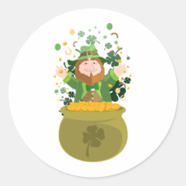 Sticker Rond Saint Patrick's Leprechaun