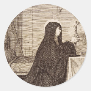 Sticker Rond Saint Scholastica Patroness of school