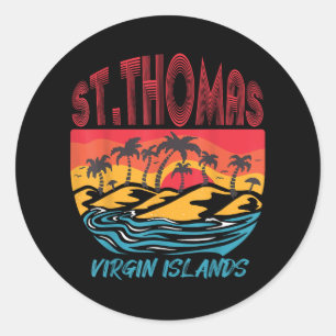 Sticker Rond Saint Thomas Îles Vierges Plage de surf Ocean Va