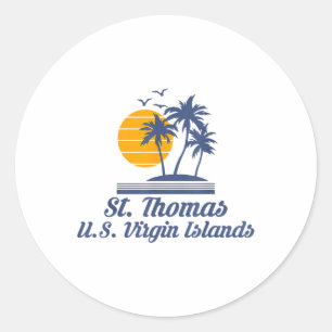 Sticker Rond Saint Thomas Us Virgin Islands Plage Caraïbes
